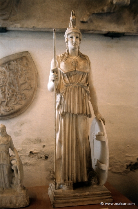 8619.jpg - 8619: Athena. Kopi af kultstatuen af Athena Parthenos. Phidias, Graesk 438-32 f.Kr. (Rom kopi). Madrid, Museo del Prado. Den Kongelige Afstøbningssamling, Copenhagen.
