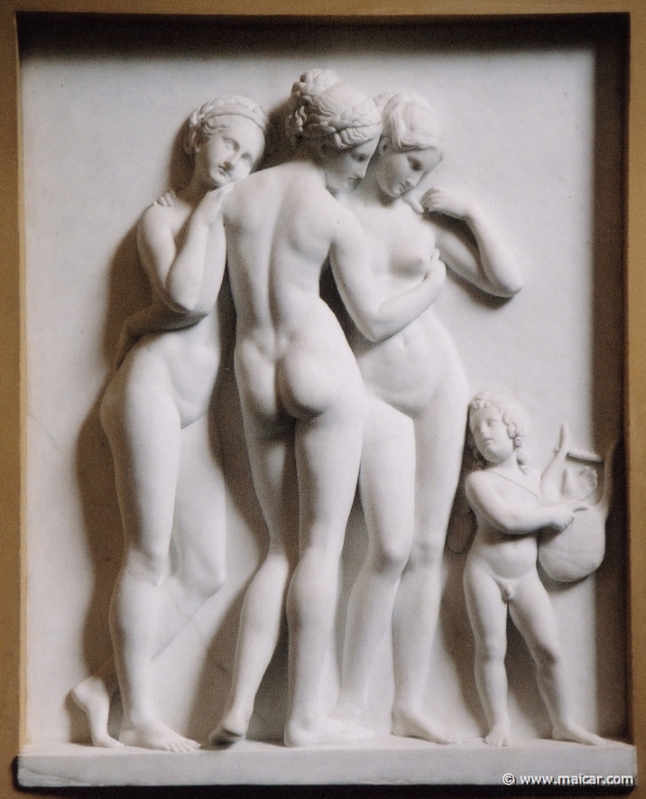 9111.jpg - 9111: Bertel Thorvaldsen 1770-1844: The Graces Listening to Cupid’s Song, 1836. The Thorvaldsen Museum, Copenhagen.