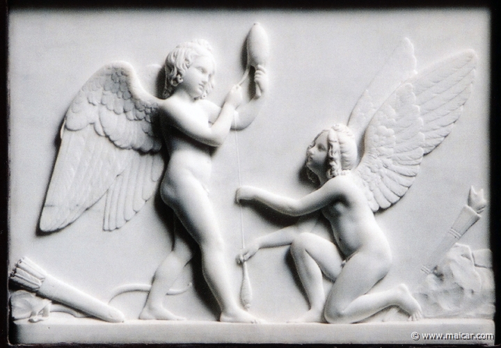 9132.jpg - 9132: Bertel Thorvaldsen 1770-1844: Cupid and Hymen Spinning the Thread of Life, 1831. The Thorvaldsen Museum, Copenhagen.