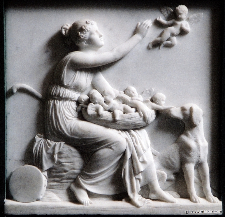9203.jpg - 9203: Bertel Thorvaldsen 1770-1844: Shepherdess with a Nest of Cupids, 1831. The Thorvaldsen Museum, Copenhagen.