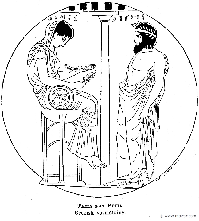 ber013.jpg - ber013: Themis as Pythia. Hugo Bergstedt, Grekernas och Romarnes Mytologi (P. A Norstedt & Söners Förlag, Stockholm, 1909).