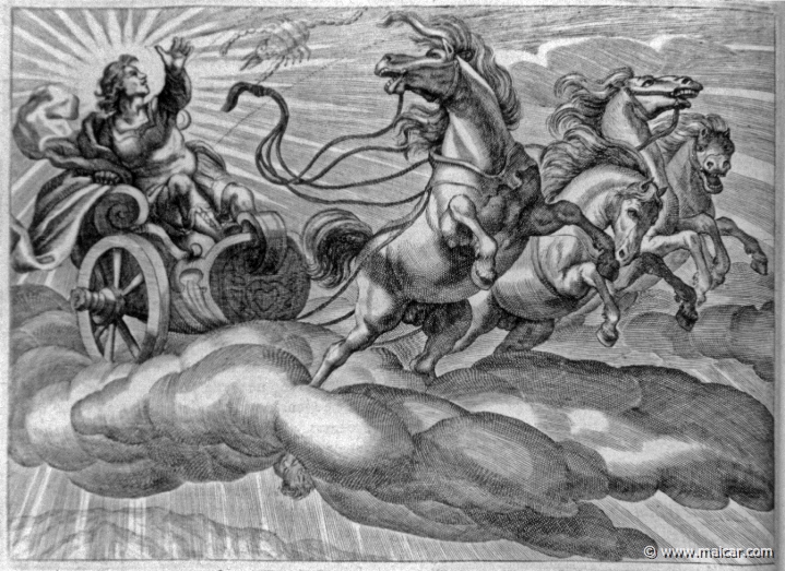 2617.jpg - 2617: Phaethon driving his father's chariot.Les METAMORPHOSES D’OVIDE EN LATIN ET FRANÇOIS, DIVISÉES EN XV LIVRES. TRADUCTION DE Mr. PIERRE DU-RYER PARISIEN, DE L’ACADEMIE FRANÇOISE. MDCLXXVII.