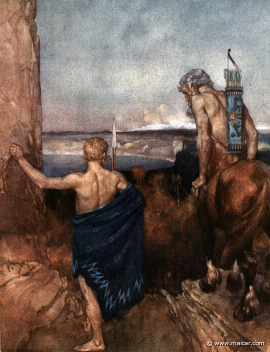 king069.jpg - rus069: Jason and the Centaur Chiron. Painting by William Russell Flint (1880-1969). Charles Kingsley, Grekiska Hjältesagor (1924, Swedish Edition of The Heroes). Paintings (watercolors) from 1911.