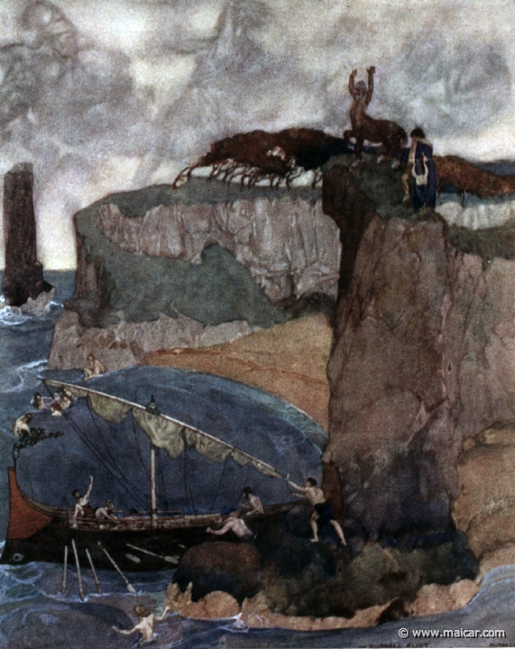 king087.jpg - rus087: Departure of the Argonauts. Painting by William Russell Flint (1880-1969). Charles Kingsley, Grekiska Hjältesagor (1924, Swedish Edition of The Heroes). Paintings (watercolors) from 1911.