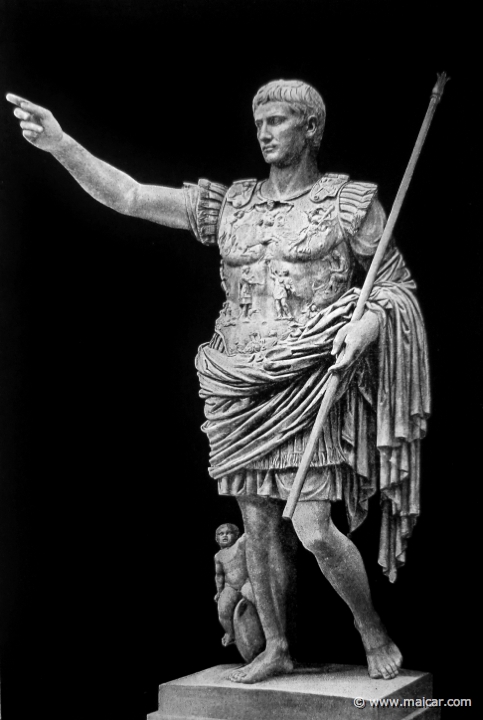 pflugk512.jpg - pflugk512: Kaiser Augustus. Statue von Prima Porta. Original im Vatikanischen Museum zu Rom. J.v.Pflugk-Harttung, Weltgeshichte, Band 1: Altertum ( Verlag von Ullstein & Co, Berlin, 1910).