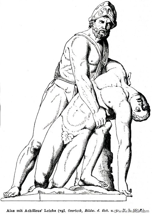 RI.1-0126.jpg - RI.1-0126: Ajax with the corpse of Achilles.Wilhelm Heinrich Roscher (Göttingen, 1845- Dresden, 1923), Ausfürliches Lexikon der griechisches und römisches Mythologie, 1884.
