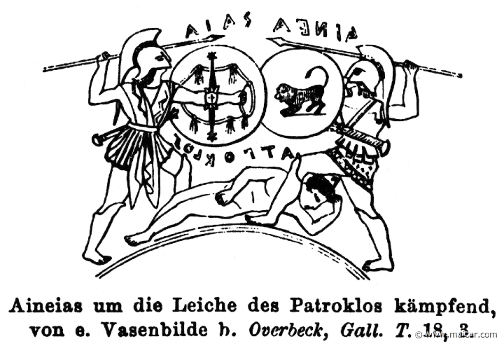 RI.1-0159.jpg - RI.1-0159: Aeneas and Ajax fighting for the body of Patroclus.Wilhelm Heinrich Roscher (Göttingen, 1845- Dresden, 1923), Ausfürliches Lexikon der griechisches und römisches Mythologie, 1884.