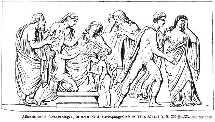 RI.1-0233.jpg - RI.1-0233: Alcestis. Relief of a sarcophagus in Villa Albani.Wilhelm Heinrich Roscher (Göttingen, 1845- Dresden, 1923), Ausfürliches Lexikon der griechisches und römisches Mythologie, 1884.