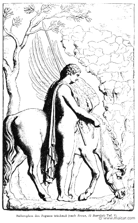RI.1-0762.jpg - RI.1-0762: Bellerophon and Pegasus, drinking.Wilhelm Heinrich Roscher (Göttingen, 1845- Dresden, 1923), Ausfürliches Lexikon der griechisches und römisches Mythologie, 1884.