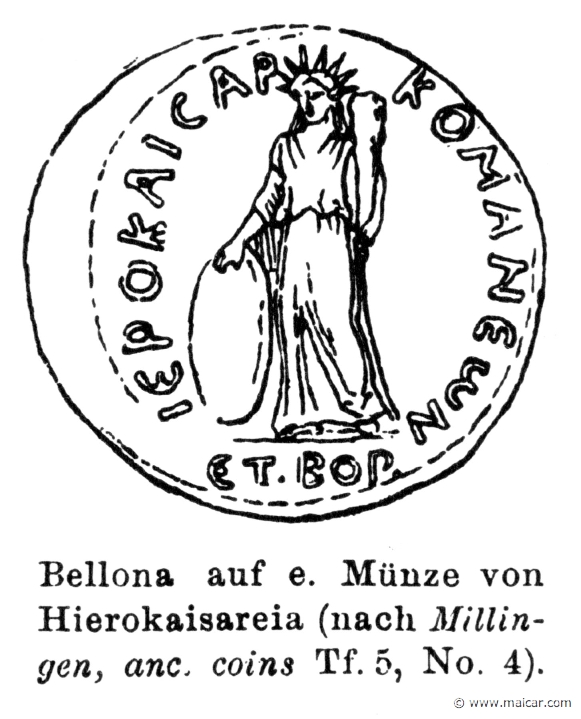 RI.1-0775.jpg - RI.1-0775: Bellona (Enyo) in a coin.Wilhelm Heinrich Roscher (Göttingen, 1845- Dresden, 1923), Ausfürliches Lexikon der griechisches und römisches Mythologie, 1884.