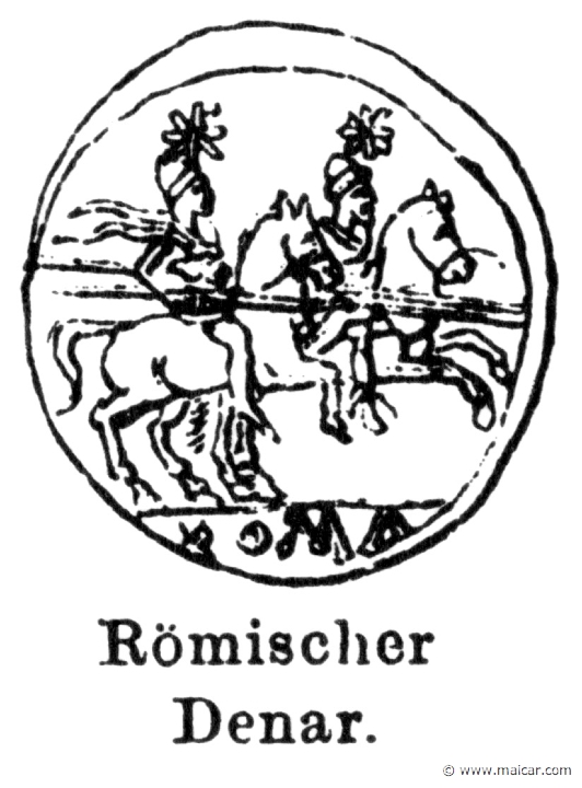 RI.1-1176.jpg - RI.1-1176: The Dioscuri. Roman coin.Wilhelm Heinrich Roscher (Göttingen, 1845- Dresden, 1923), Ausfürliches Lexikon der griechisches und römisches Mythologie, 1884.