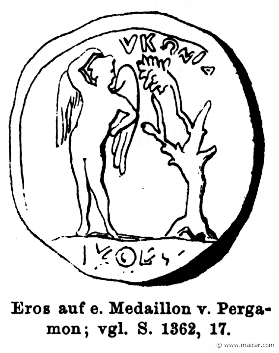RI.1-1362.jpg - RI.1-1362: Eros. Medallion from Pergamum.Wilhelm Heinrich Roscher (Göttingen, 1845- Dresden, 1923), Ausfürliches Lexikon der griechisches und römisches Mythologie, 1884.