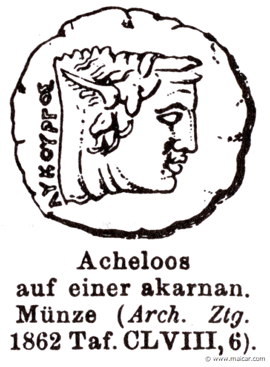 RI.2-1490a.jpg - RI.2-1490a: Achelous. Coin.Wilhelm Heinrich Roscher (Göttingen, 1845- Dresden, 1923), Ausfürliches Lexikon der griechisches und römisches Mythologie, 1884.