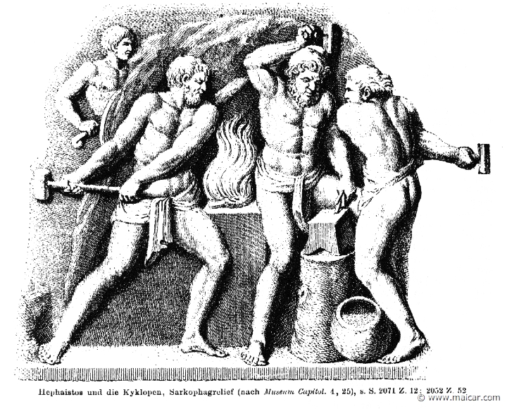 RI.2-2069.jpg - RI.2-2069: Hephaestus with the Cyclopes.Wilhelm Heinrich Roscher (Göttingen, 1845- Dresden, 1923), Ausfürliches Lexikon der griechisches und römisches Mythologie, 1884.