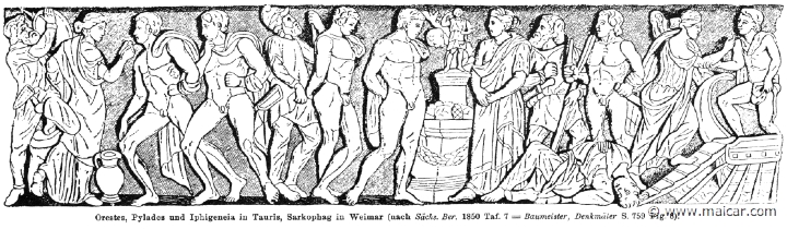 RII.1-0303.jpg - RII.1-0303: Orestes, Pylades, and Iphigenia in Tauris.Wilhelm Heinrich Roscher (Göttingen, 1845- Dresden, 1923), Ausfürliches Lexikon der griechisches und römisches Mythologie, 1884.