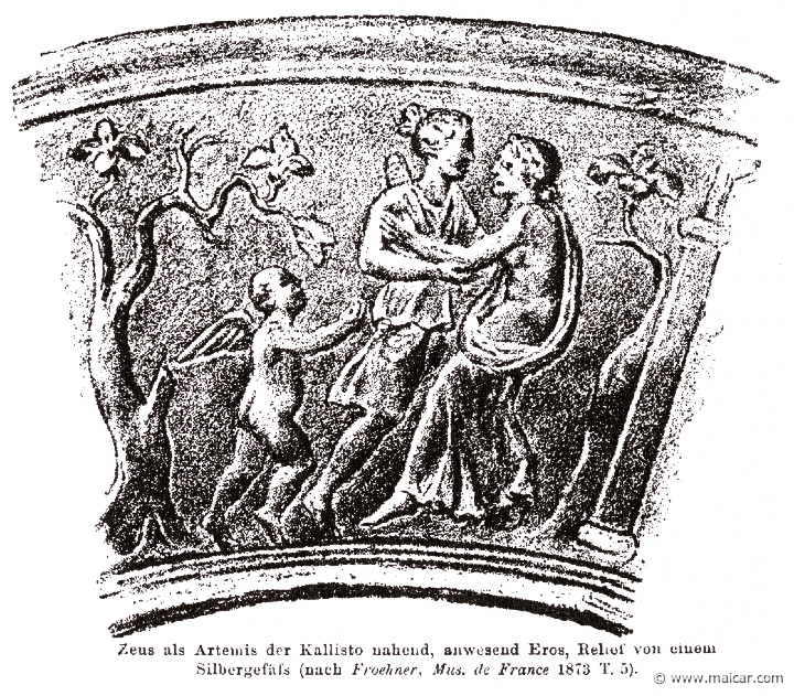 RII.1-0934.jpg - RII.1-0934: Zeus (as Artemis) seducing Callisto.Wilhelm Heinrich Roscher (Göttingen, 1845- Dresden, 1923), Ausfürliches Lexikon der griechisches und römisches Mythologie, 1884.
