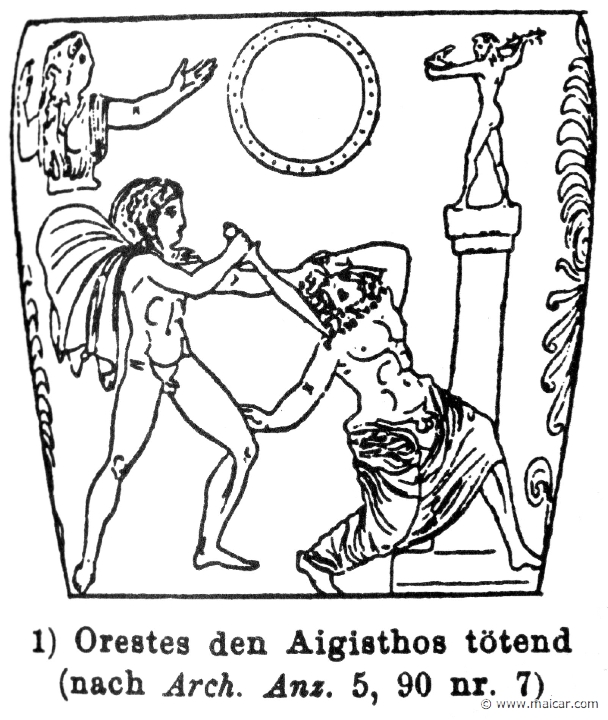 RIII.1-0969.jpg - RIII.1-0969: Orestes killing Aegisthus.Wilhelm Heinrich Roscher (Göttingen, 1845- Dresden, 1923), Ausfürliches Lexikon der griechisches und römisches Mythologie, 1884.