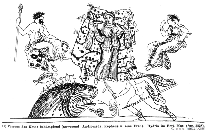 RIII.2-2053.jpg - RIII.2-2053: Cepheus, Andromeda, a woman, and Perseus fighting the sea-monster.Wilhelm Heinrich Roscher (Göttingen, 1845- Dresden, 1923), Ausfürliches Lexikon der griechisches und römisches Mythologie, 1884.