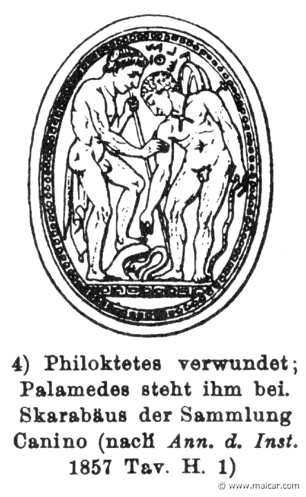 RIII.2-2331b.jpg - RIII.2-2331b: Philoctetes wounded, and Palamedes.Wilhelm Heinrich Roscher (Göttingen, 1845- Dresden, 1923), Ausfürliches Lexikon der griechisches und römisches Mythologie, 1884.