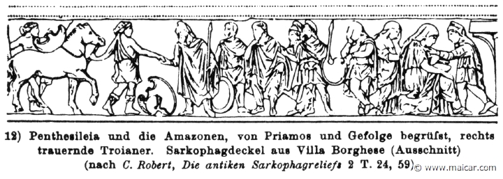 RIII.2-2963b.jpg - RIII.2-2963b: Penthesilia greeting Priam.Wilhelm Heinrich Roscher (Göttingen, 1845- Dresden, 1923), Ausfürliches Lexikon der griechisches und römisches Mythologie, 1884.