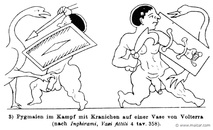 RIII.2-3294.jpg - RIII.2-3294: Pygmies fighting with cranes.Wilhelm Heinrich Roscher (Göttingen, 1845- Dresden, 1923), Ausfürliches Lexikon der griechisches und römisches Mythologie, 1884.
