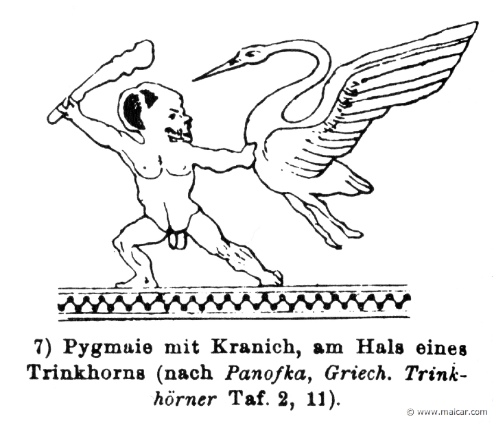 RIII.2-3295b.jpg - RIII.2-3295b: Pygmy and crane.Wilhelm Heinrich Roscher (Göttingen, 1845- Dresden, 1923), Ausfürliches Lexikon der griechisches und römisches Mythologie, 1884.