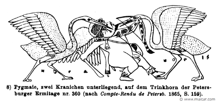 RIII.2-3295d.jpg - RIII.2-3295d: Pygmy and cranes.Wilhelm Heinrich Roscher (Göttingen, 1845- Dresden, 1923), Ausfürliches Lexikon der griechisches und römisches Mythologie, 1884.