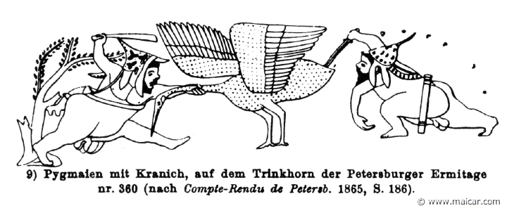 RIII.2-3295e.jpg - RIII.2-3295e: Pygmies and crane.Wilhelm Heinrich Roscher (Göttingen, 1845- Dresden, 1923), Ausfürliches Lexikon der griechisches und römisches Mythologie, 1884.