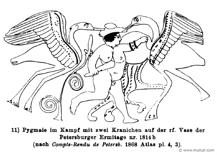 RIII.2-3295g.jpg - RIII.2-3295g: Pygmy fightin with cranes.Wilhelm Heinrich Roscher (Göttingen, 1845- Dresden, 1923), Ausfürliches Lexikon der griechisches und römisches Mythologie, 1884.