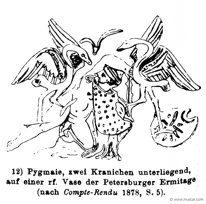 RIII.2-3295h.jpg - RIII.2-3295h: Pygmy and cranes.Wilhelm Heinrich Roscher (Göttingen, 1845- Dresden, 1923), Ausfürliches Lexikon der griechisches und römisches Mythologie, 1884.