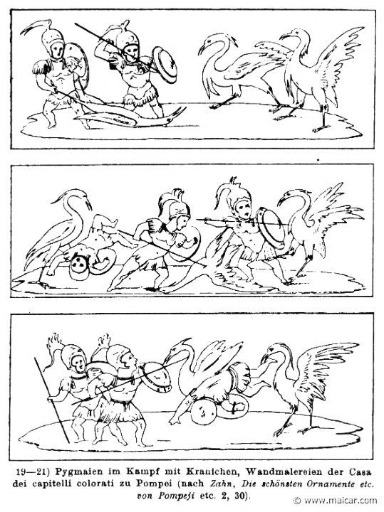 RIII.2-3307.jpg - RIII.2-3307: Pygmies fighting with cranes.Wilhelm Heinrich Roscher (Göttingen, 1845- Dresden, 1923), Ausfürliches Lexikon der griechisches und römisches Mythologie, 1884.