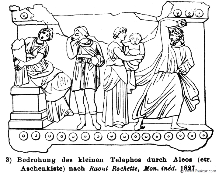 RV-0298.jpg - RV-0298: Auge, the infant Telephus, Aleus.Wilhelm Heinrich Roscher (Göttingen, 1845- Dresden, 1923), Ausfürliches Lexikon der griechisches und römisches Mythologie, 1884.