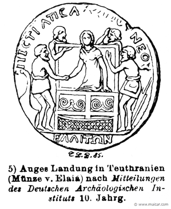 RV-0299.jpg - RV-0299: Auge comes to Teuthrania.Wilhelm Heinrich Roscher (Göttingen, 1845- Dresden, 1923), Ausfürliches Lexikon der griechisches und römisches Mythologie, 1884.