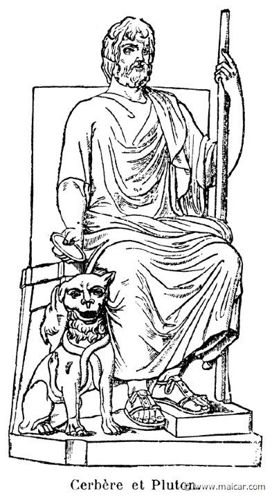 comm229.jpg - comm229: Cerbère et Pluton. Info n/a. P. Commelin, Mythologie Grecque et Romaine, Éditions Garnier Frères, Paris.