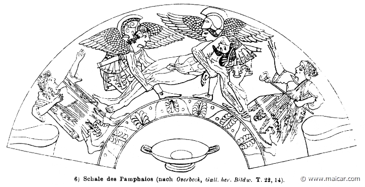 RV-0505b.jpg - RV-0505b: Hypnos and Thanatos carrying a dead man (Sarpedon). To the right is Hermes.Wilhelm Heinrich Roscher (Göttingen, 1845- Dresden, 1923), Ausfürliches Lexikon der griechisches und römisches Mythologie, 1884.