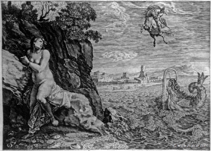 2637.jpg - 2637: Perseus and Andromeda. Les METAMORPHOSES D’OVIDE EN LATIN ET FRANÇOIS, DIVISÉES EN XV LIVRES. TRADUCTION DE Mr. PIERRE DU-RYER PARISIEN, DE L’ACADEMIE FRANÇOISE. MDCLXXVII.