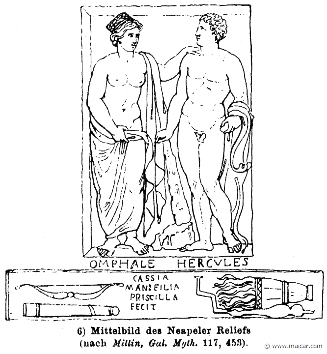 RIII.1-0895.jpg - RIII.1-0895: Omphale and Heracles.Wilhelm Heinrich Roscher (Göttingen, 1845- Dresden, 1923), Ausfürliches Lexikon der griechisches und römisches Mythologie, 1884.